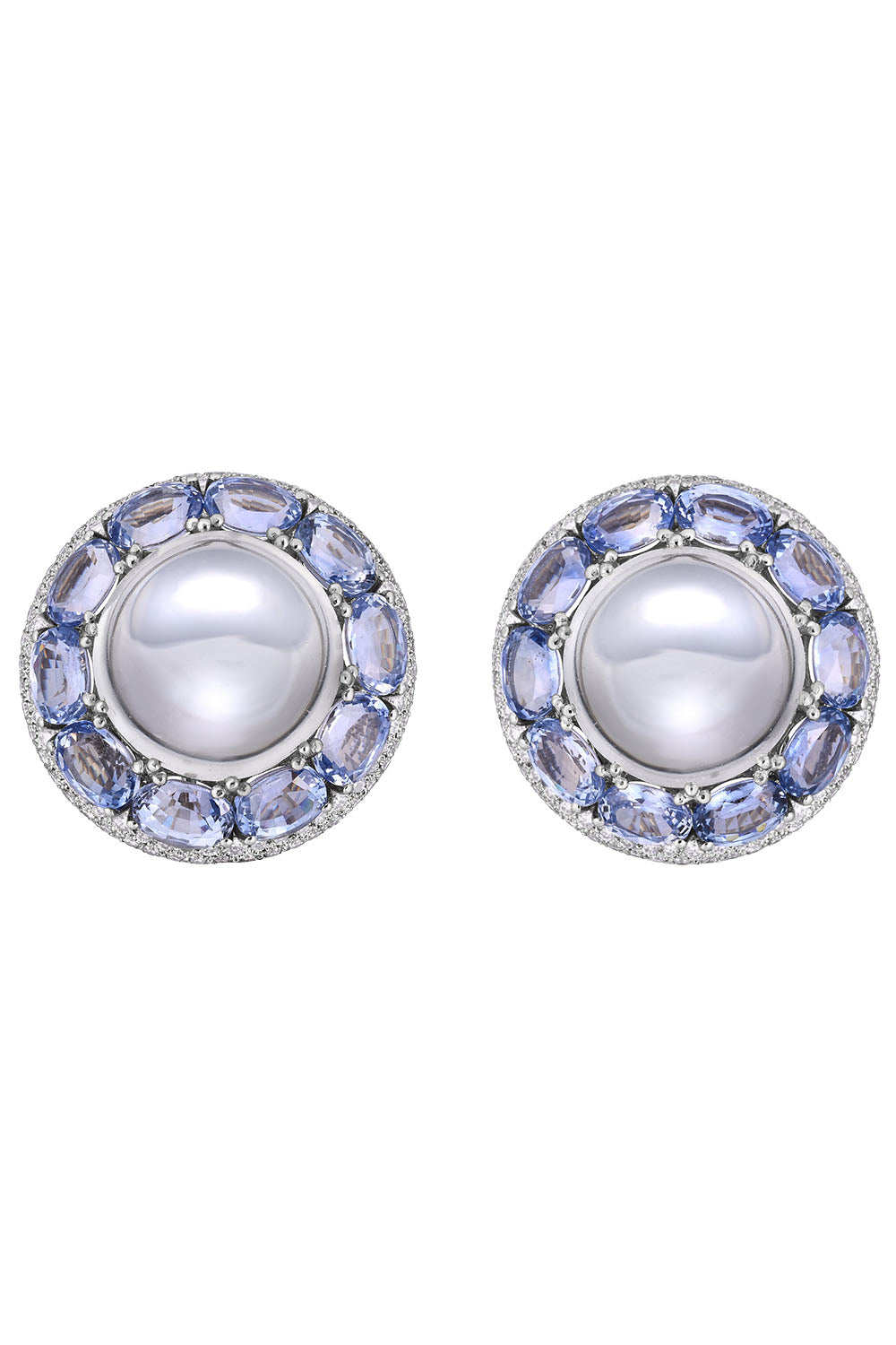 Moonstone Sapphire Diamond Circle Earrings