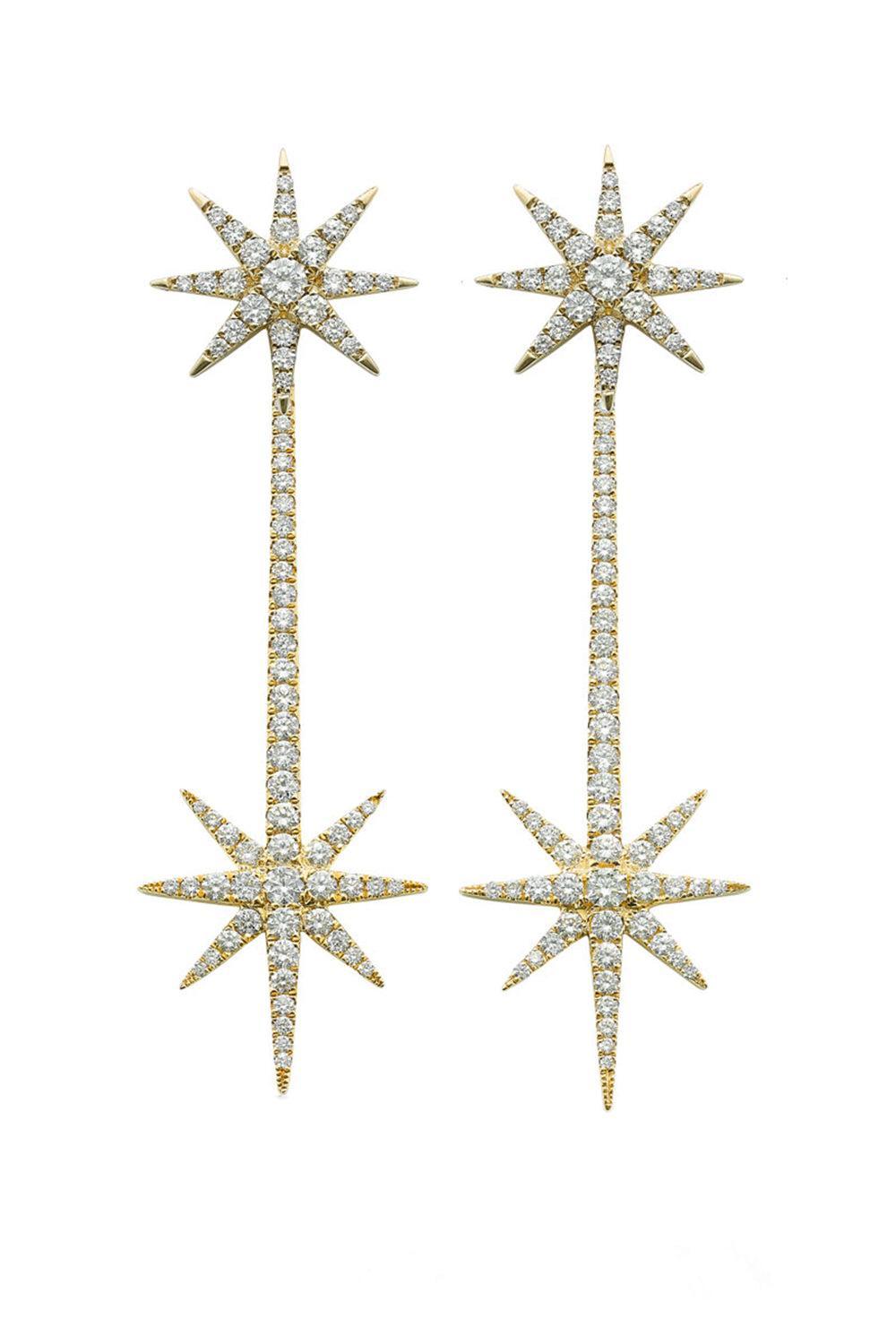 Tsavorite Diamond Star Drop Earrings-YELLOW GOLD-JEWELRYFINE JEWELEARRING-ROBINSON PELHAM