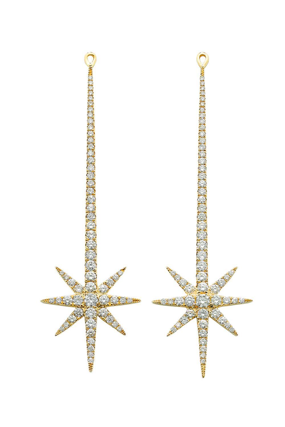 Tsavorite Diamond Star Drop Earrings-YELLOW GOLD-JEWELRYFINE JEWELEARRING-ROBINSON PELHAM
