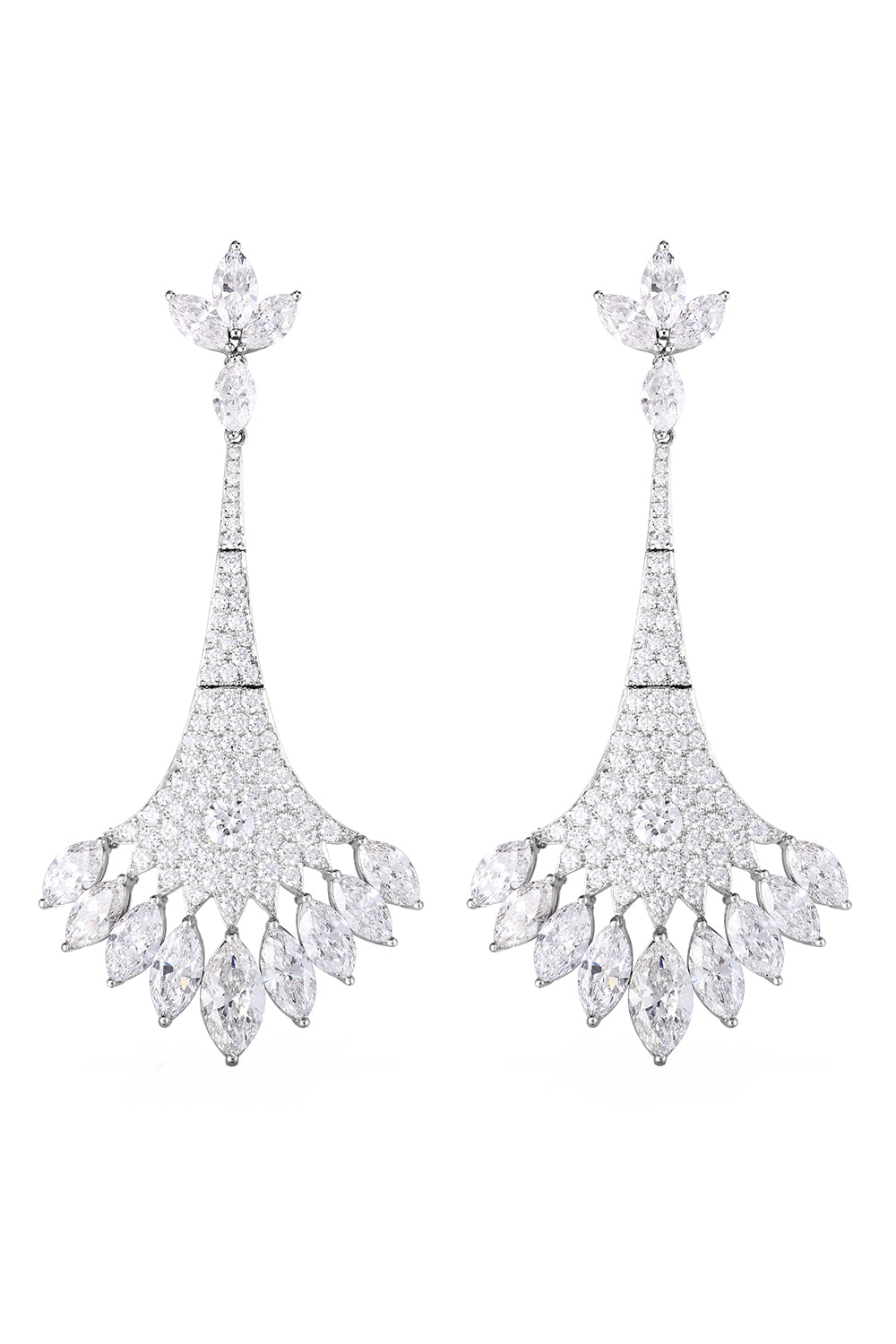 Diamond Fan Drop Earrings