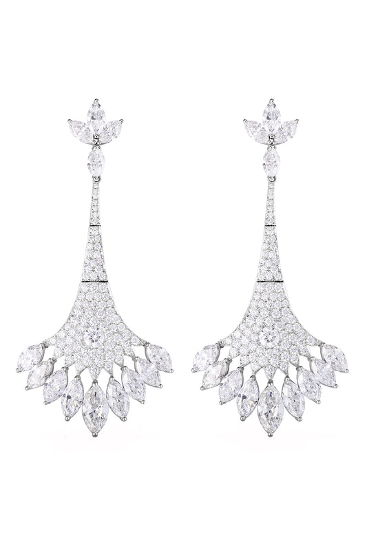 Diamond Fan Drop Earrings