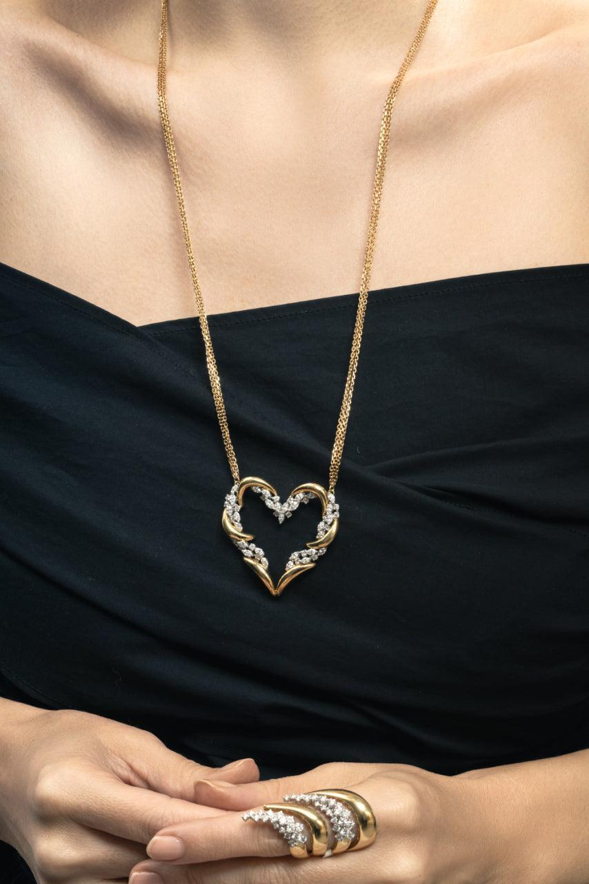 Diamond Strada Heart Necklace-YELLOW GOLD-JEWELRYFINE JEWELNECKLACE O-YEPREM