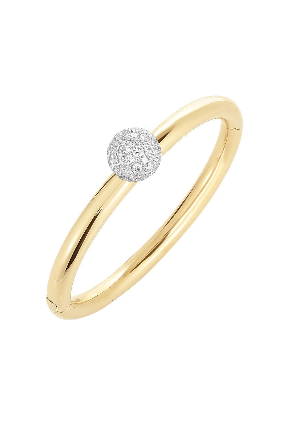 Diamond Ball Gold Bangle Bracelet-YELLOW GOLD-JEWELRYFINE JEWELBRACELET O-CICADA
