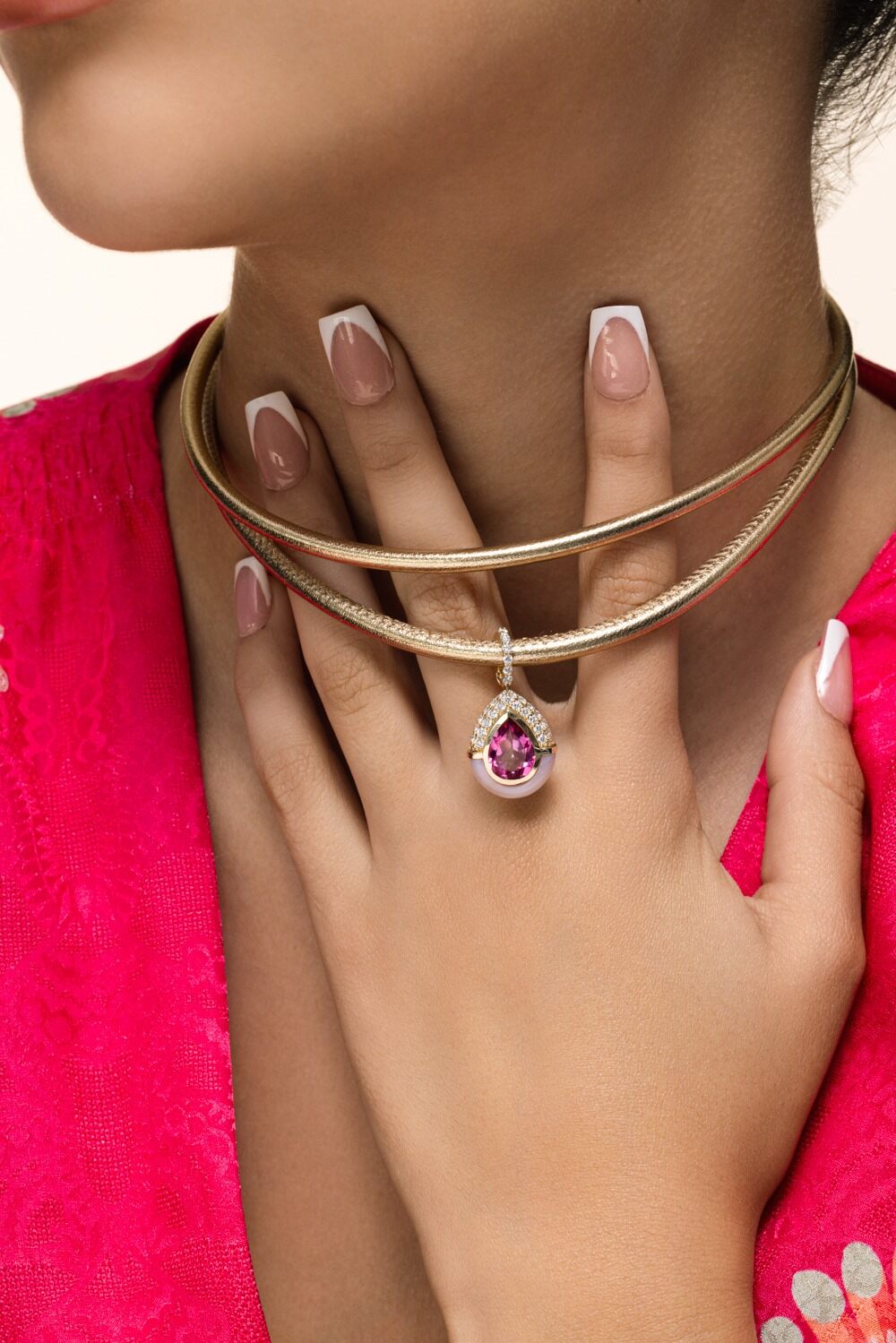 Double Torque Necklace-GOLD-15-JEWELRYFINE JEWELPENDANT-MASON & BOOKS