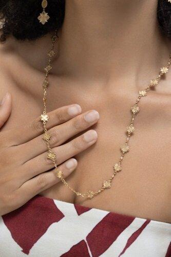 Diamond Motif Trinetra Necklace-YELLOW GOLD-32-JEWELRYFINE JEWELNECKLACE O-COOMI