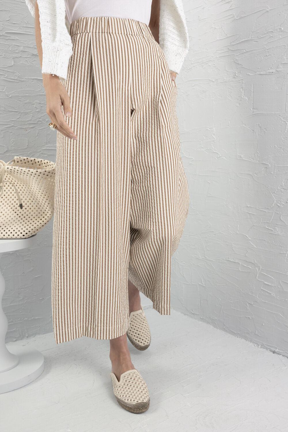 Stripe Elastic Waist Pant-STRIPE-38-CLOTHINGPANTCASUAL-BRUNELLO CUCINELLI