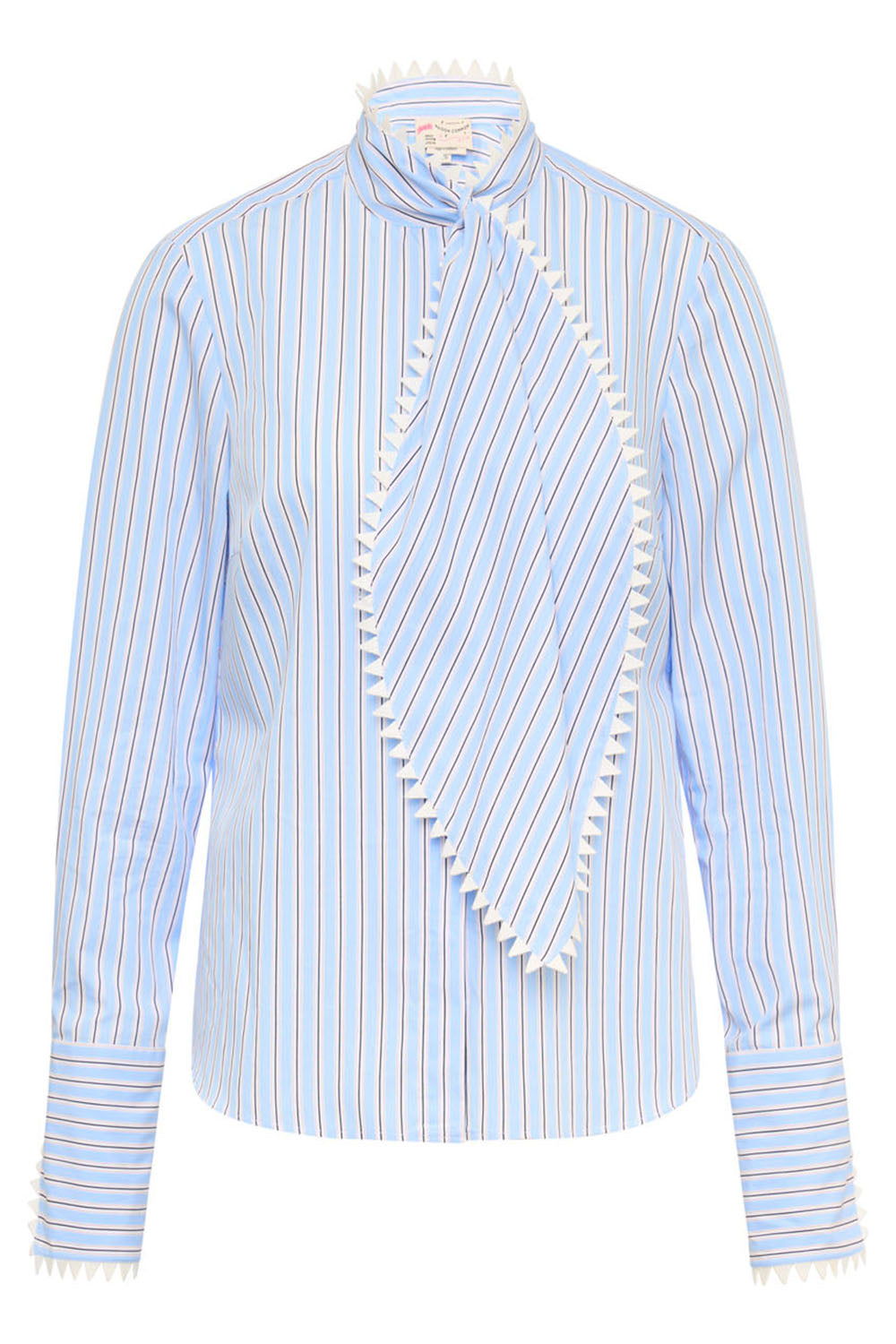 Striped Poodle Print Long Sleeve Blouse