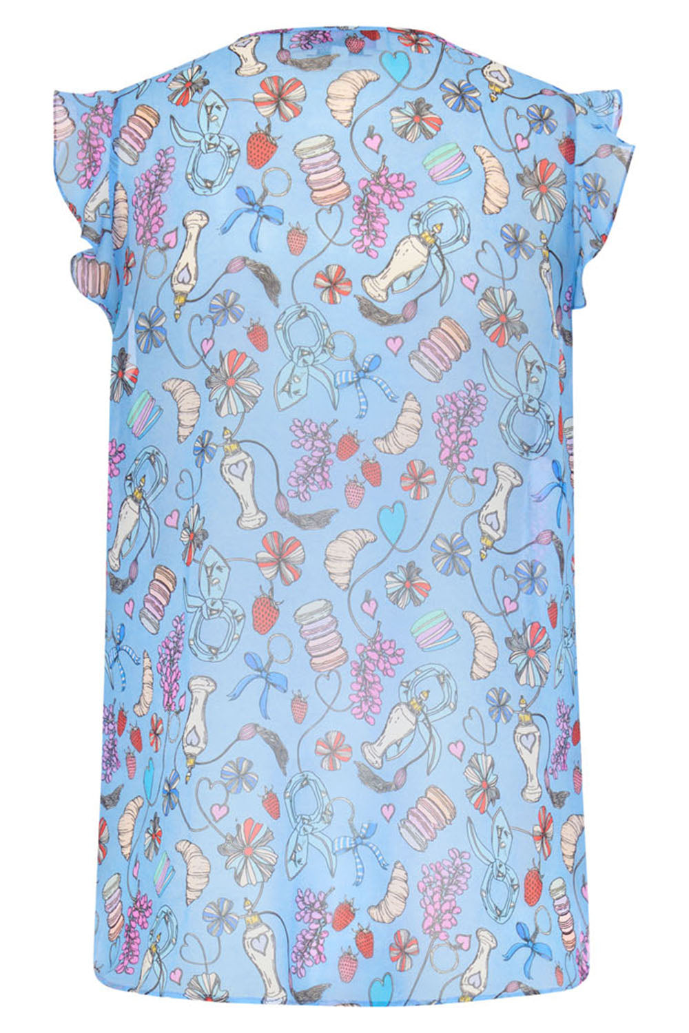 Perfume Print Sleeveless Blouse