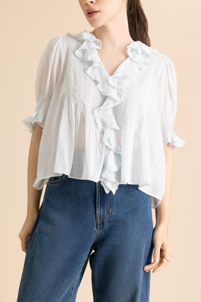 Henri Top - Alice Blue-BLUE-XS-CLOTHINGTOPBLOUSE-DOEN