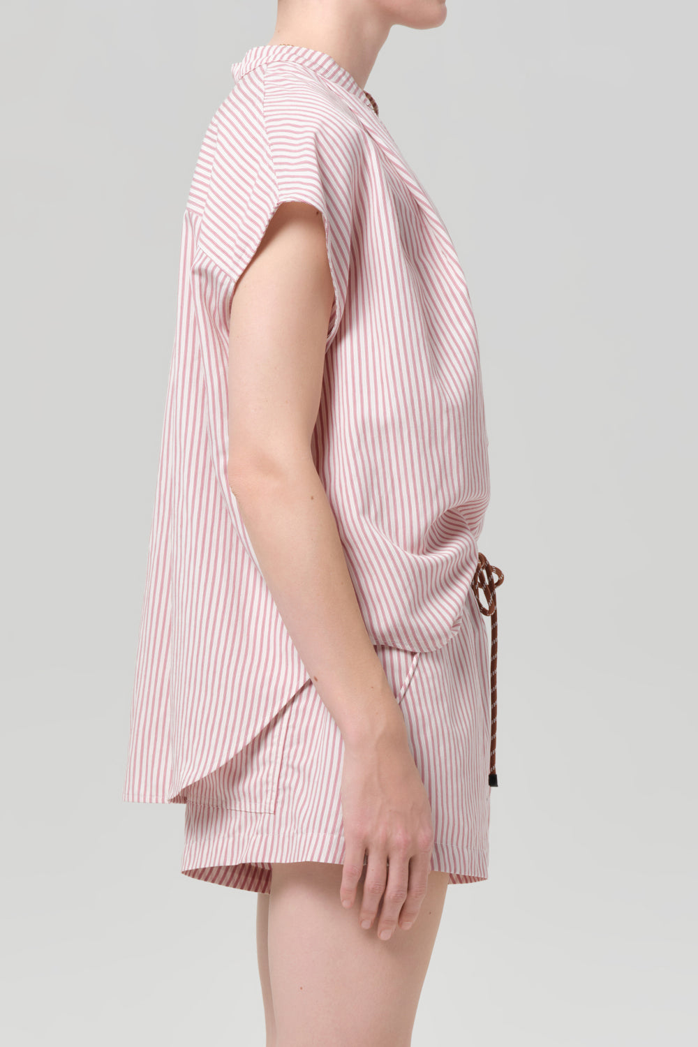 Este Drawstring Short - Raspberry Stripe