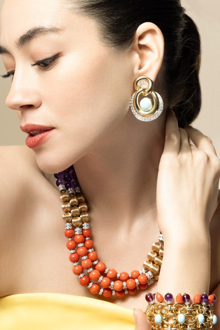 Turquoise Oyster Earrings-YELLOW GOLD-JEWELRYFINE JEWELEARRING-DAVID WEBB