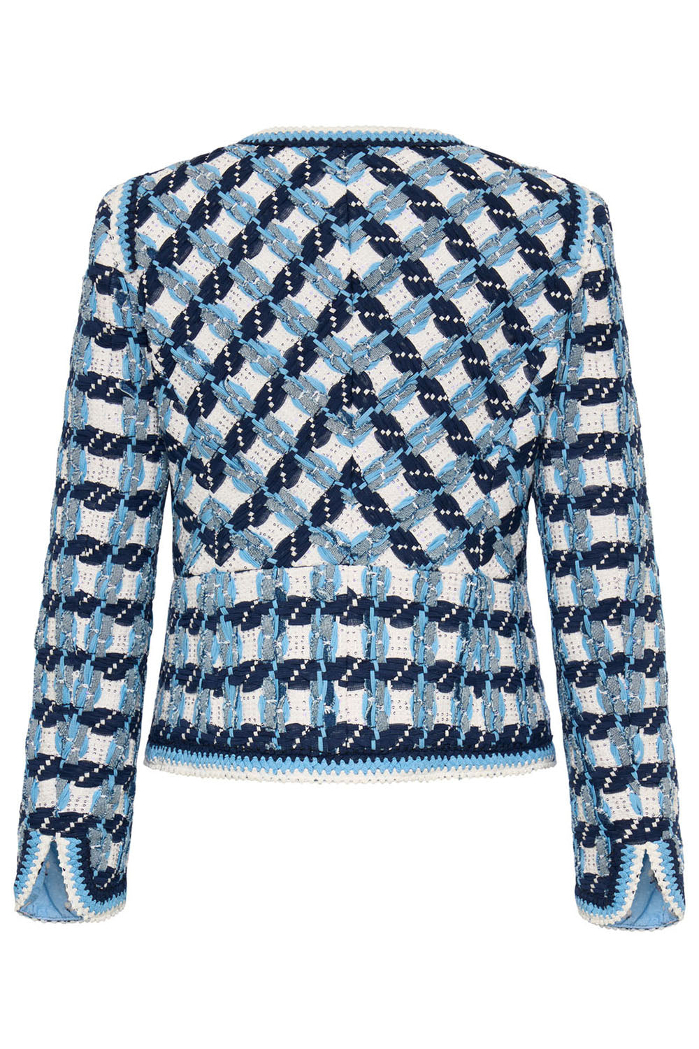 Jewel Neck Tweed Striped Jacket