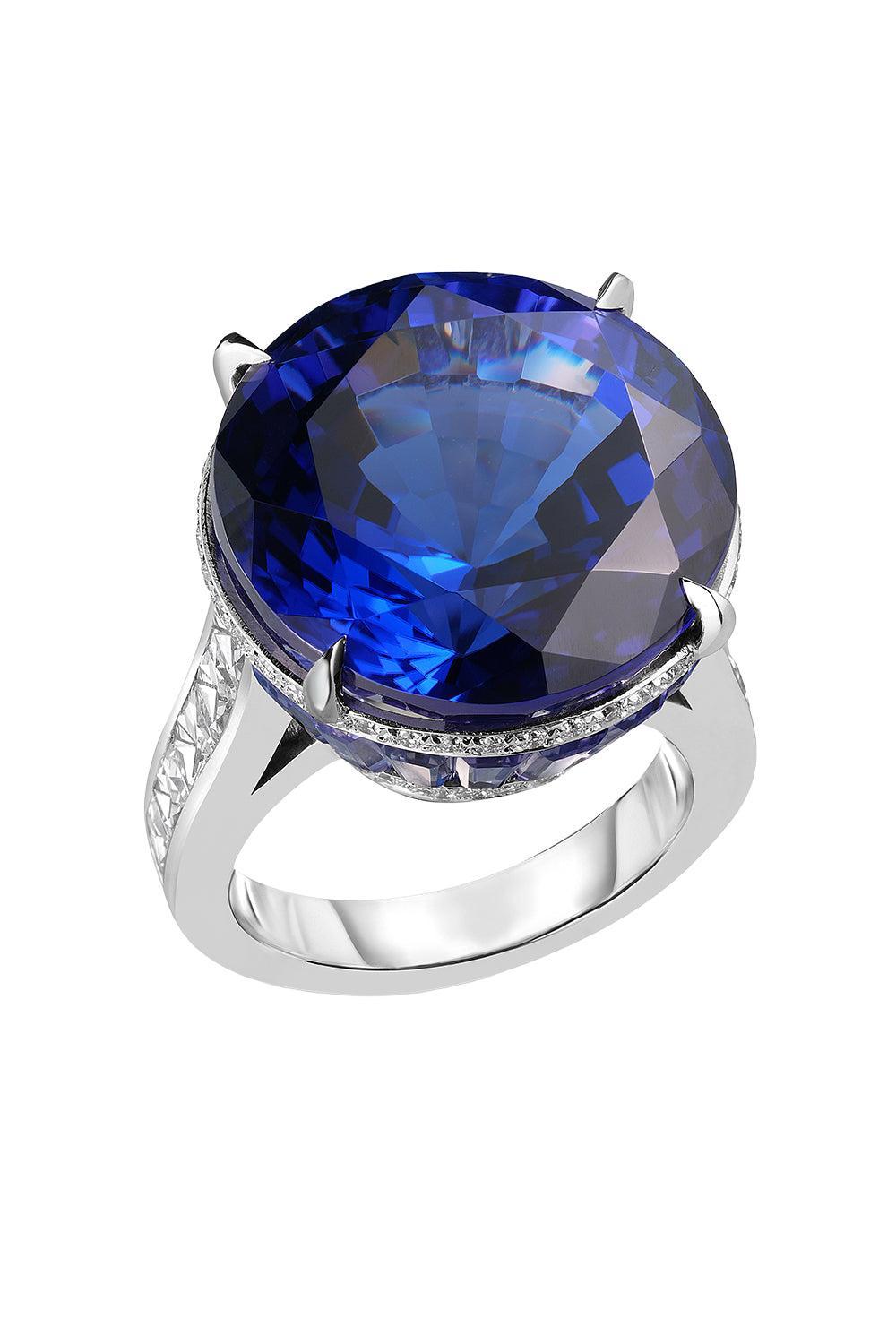 Tanzanite Diamond Ring-PLATINUM-6.5-JEWELRYFINE JEWELRING-CICADA
