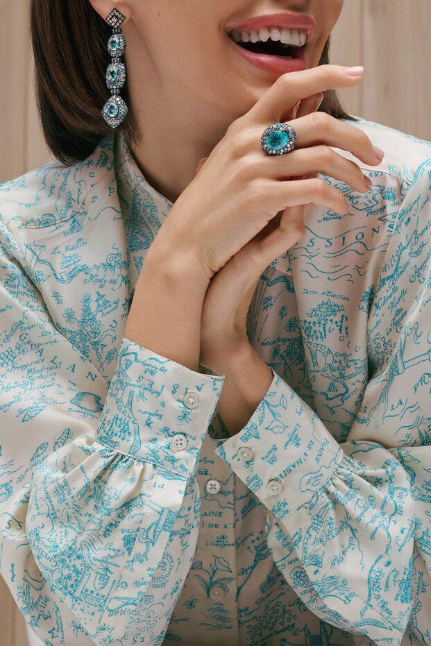 Paraiba Diamond Ring-BLACK GOLD-7.25-JEWELRYFINE JEWELRING-JARED LEHR
