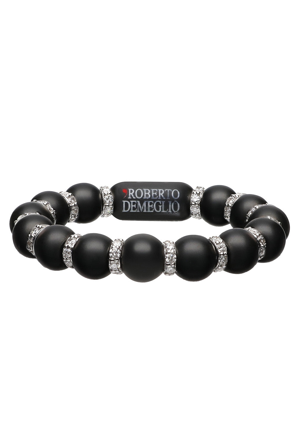 Diamond Fourteen Bead Matte Black Sfera Ring-WHITE GOLD-7-JEWELRYFINE JEWELRING-ROBERTO DEMEGLIO