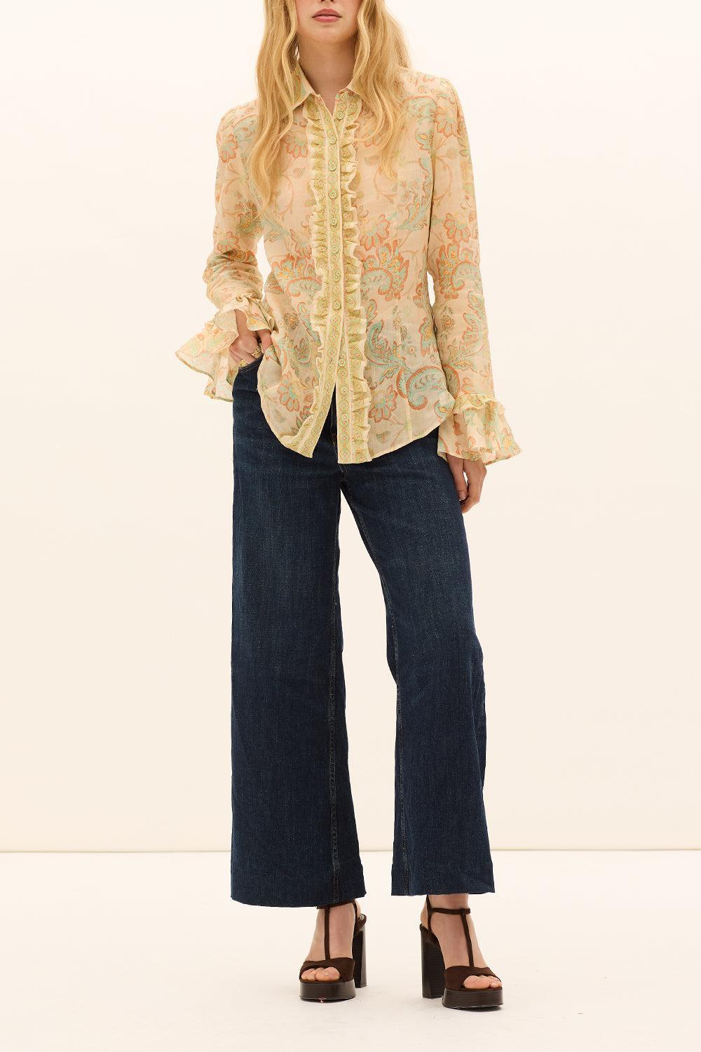 Fiordaliso Frill Blouse-MULTI-0-CLOTHINGTOPBLOUSE-KATE FORD