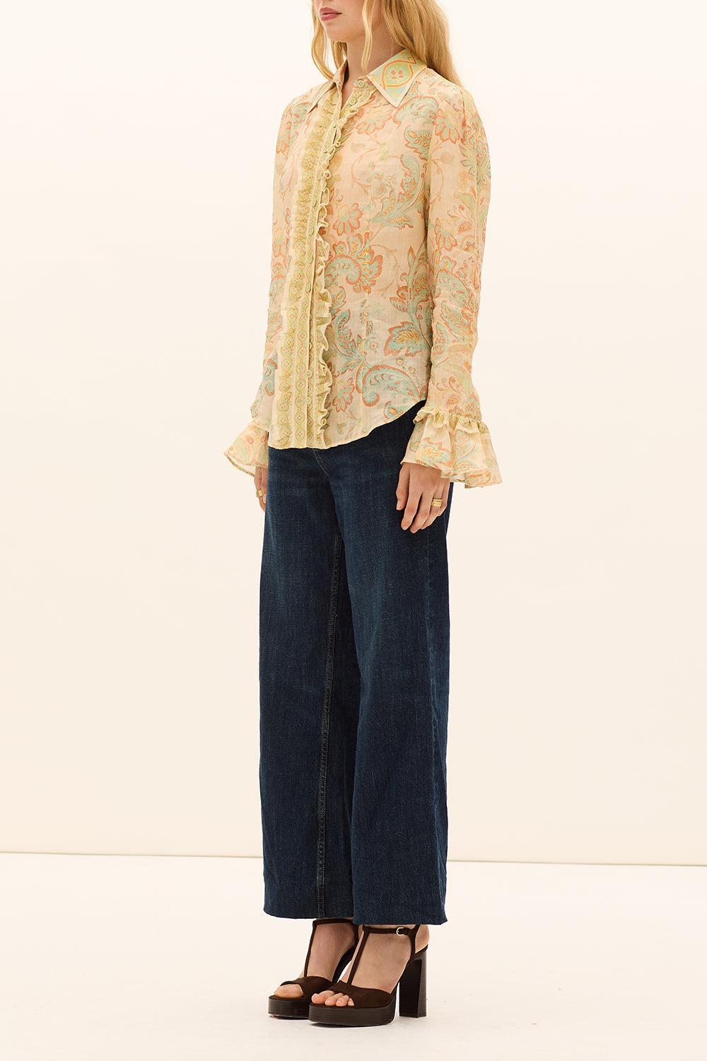 Fiordaliso Frill Blouse-MULTI-0-CLOTHINGTOPBLOUSE-KATE FORD