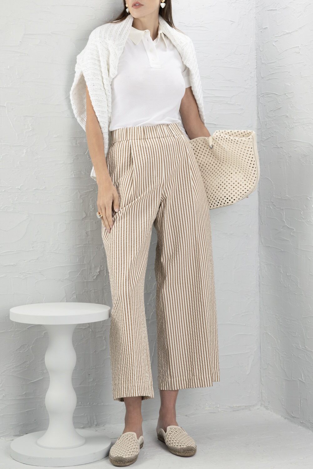 Stripe Elastic Waist Pant-STRIPE-38-CLOTHINGPANTCASUAL-BRUNELLO CUCINELLI