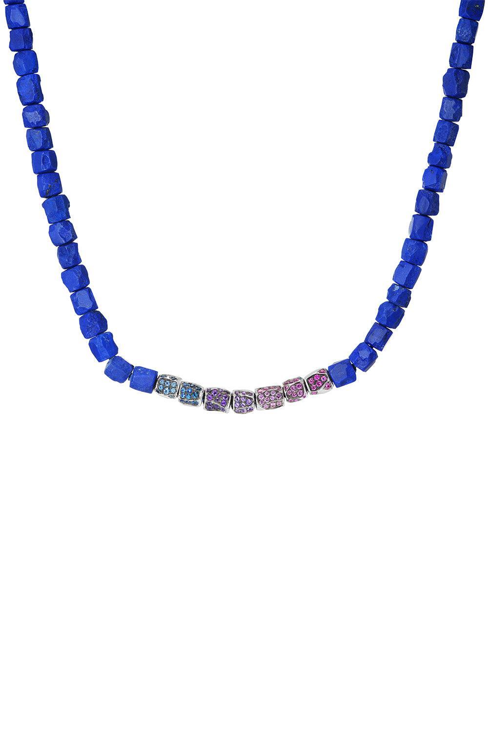 Sapphire Lapis Nugget Necklace-WHITE GOLD-JEWELRYFINE JEWELNECKLACE O-EMILY P WHEELER
