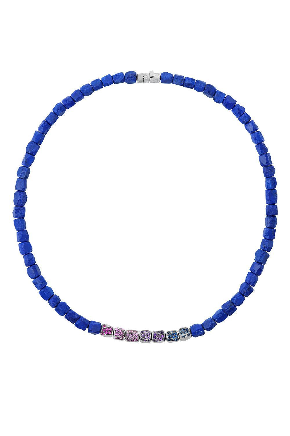 Sapphire Lapis Nugget Necklace-WHITE GOLD-JEWELRYFINE JEWELNECKLACE O-EMILY P WHEELER