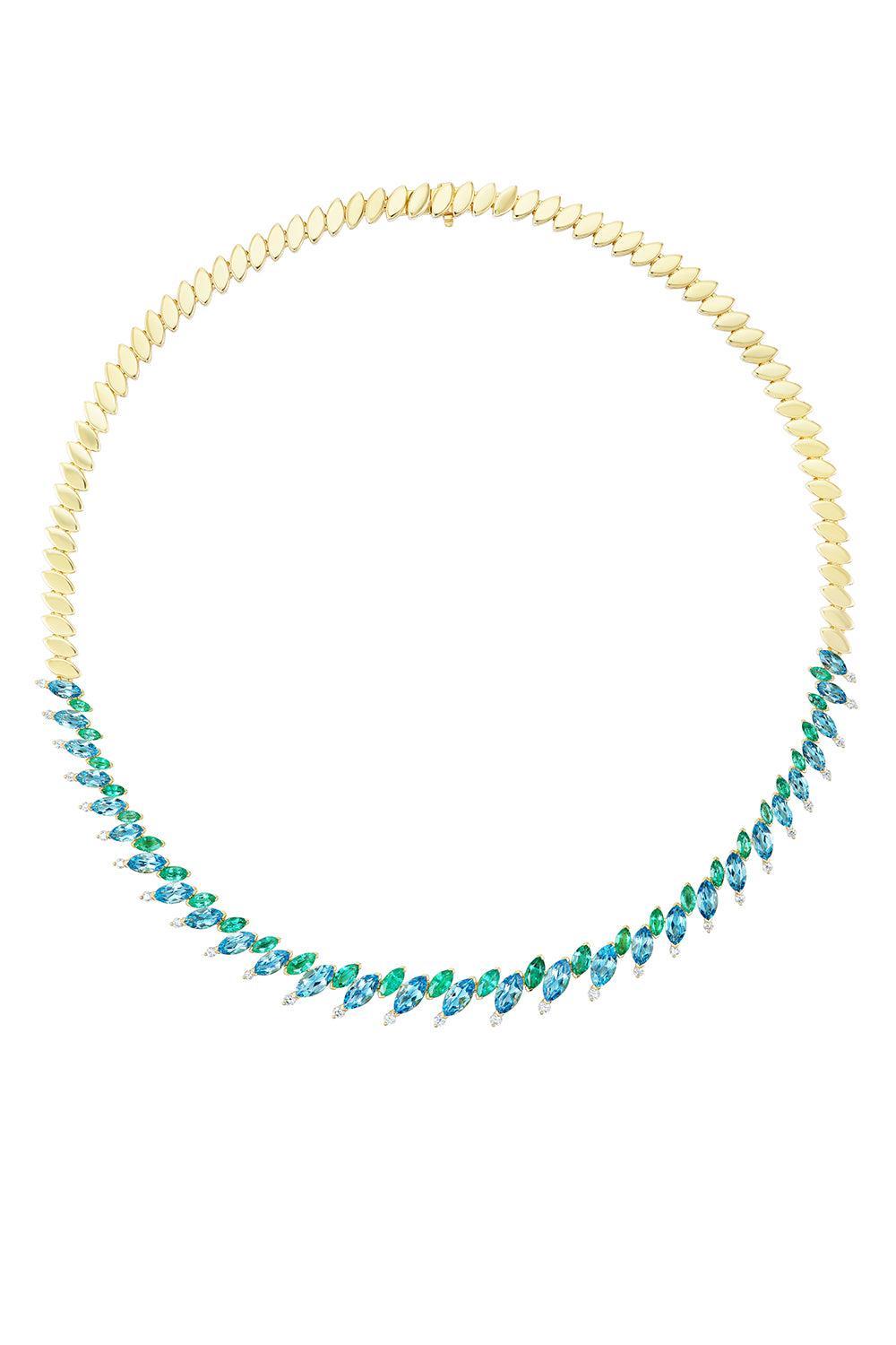 Emerald Topaz Pollack Tennis Necklace-YELLOW GOLD-JEWELRYFINE JEWELNECKLACE O-EMILY P WHEELER