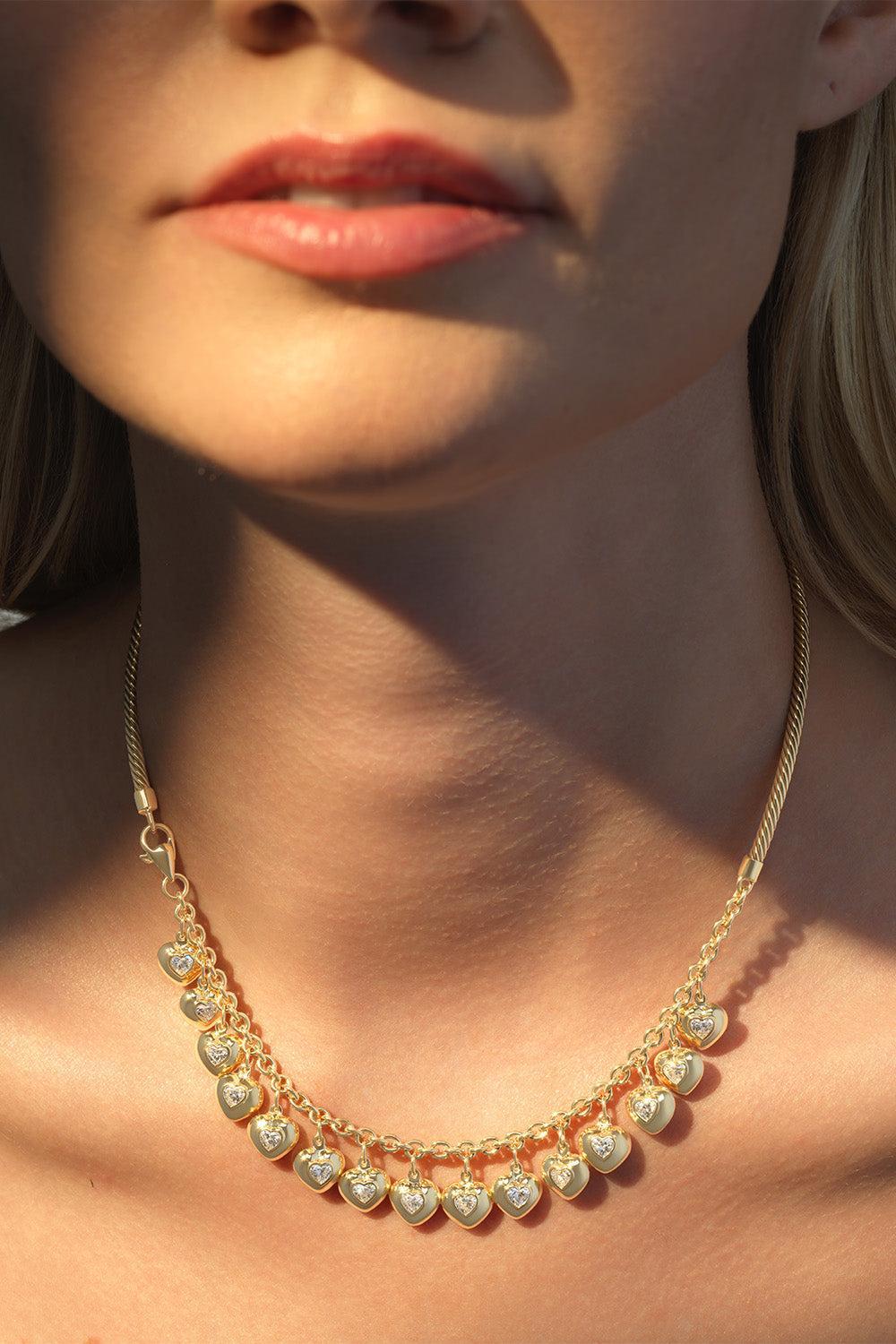 Diamond Heart Charm Necklace-YELLOW GOLD-17-JEWELRYFINE JEWELNECKLACE O-EMILY P WHEELER