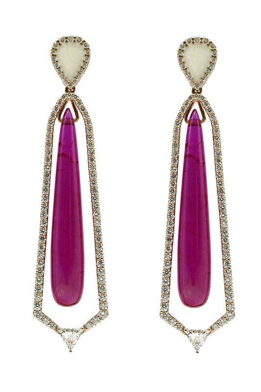 Ruby Diamond Drop Earrings
