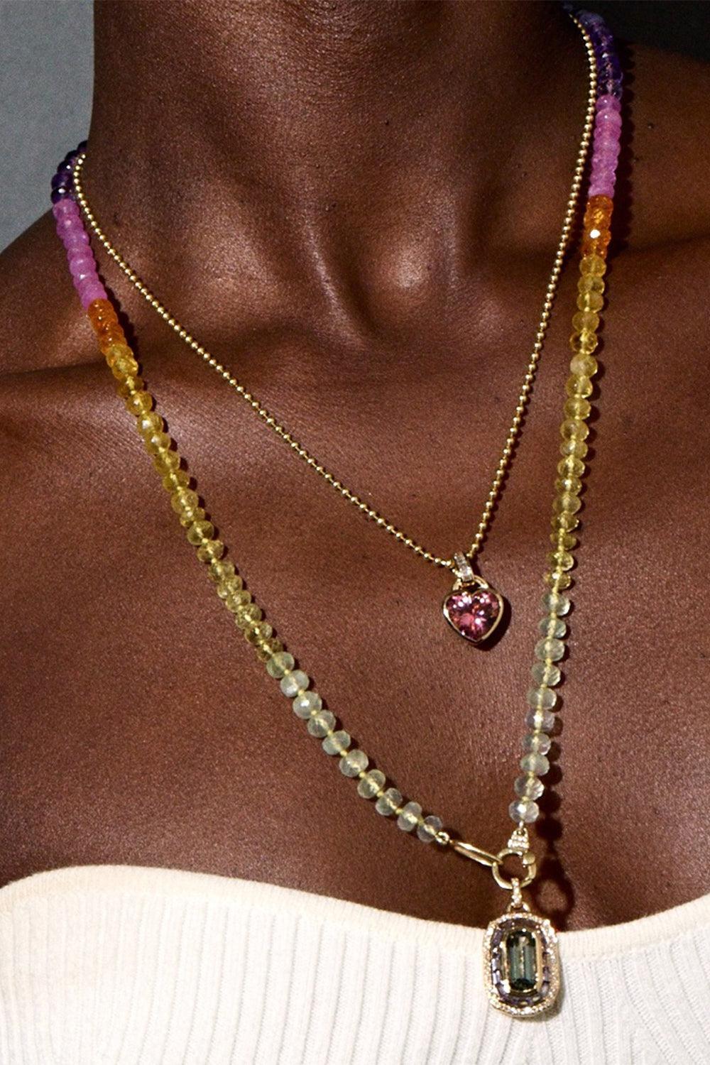Rainbow Ziggy Beaded Necklace-YELLOW GOLD-22-JEWELRYFINE JEWELNECKLACE O-SORELLINA