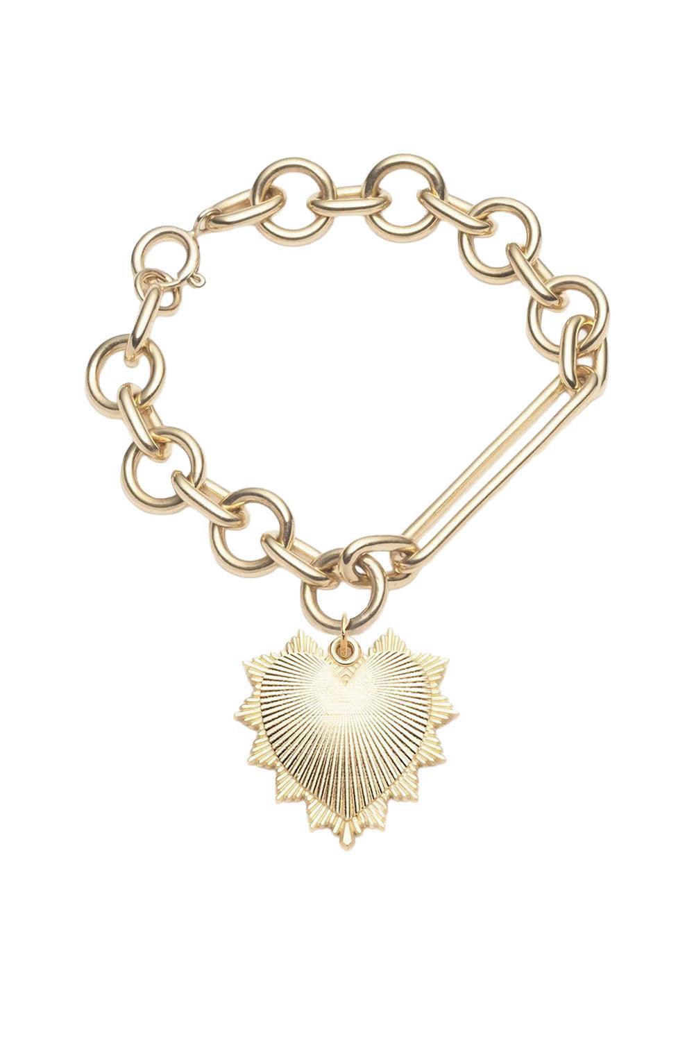 Oversized Heart Token Clip Bracelet-YELLOW GOLD-JEWELRYFINE JEWELBRACELET O-FOUNDRAE