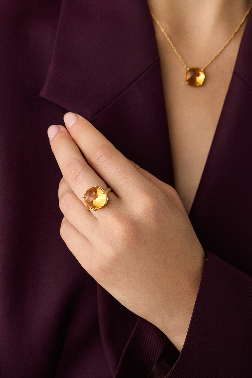 Yellow Quartz Jaipur Cocktail Ring