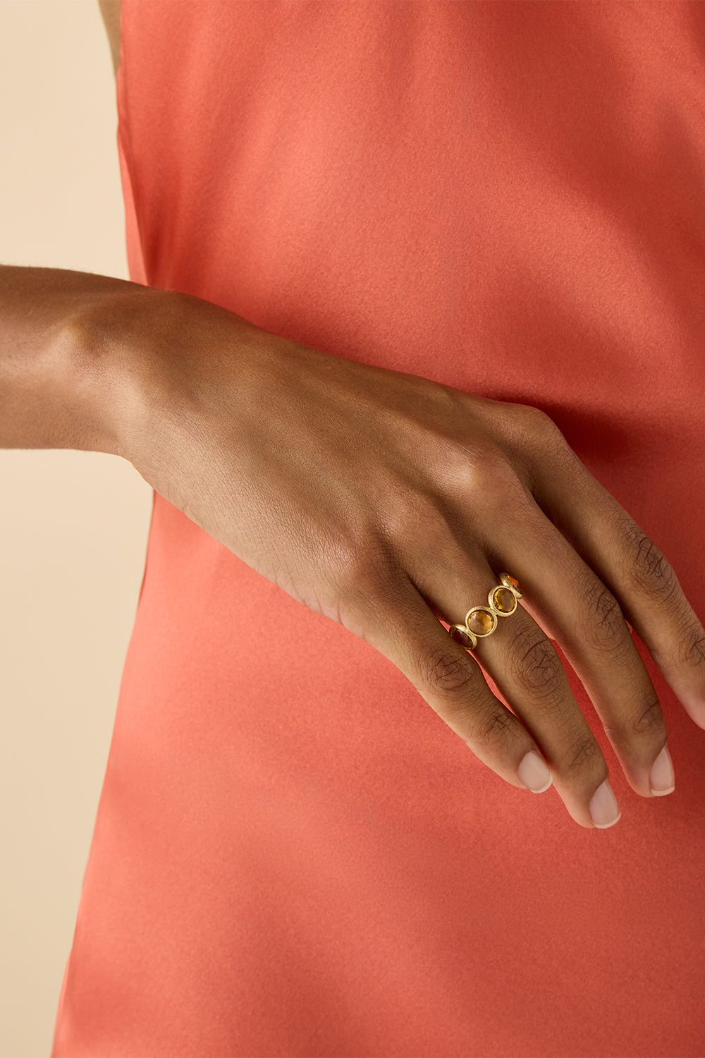 Yellow Quartz Jaipur Band Ring