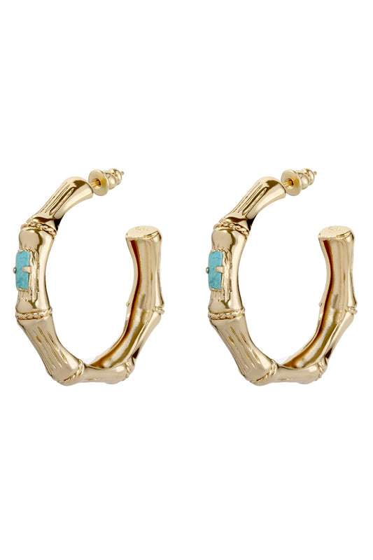 Blue Small Bamboo Strass Earrings