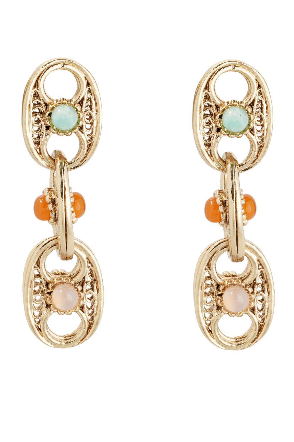Carthage Multi Link Earrings-YELLOW-JEWELRYBOUTIQUEEARRING-GAS BIJOUX