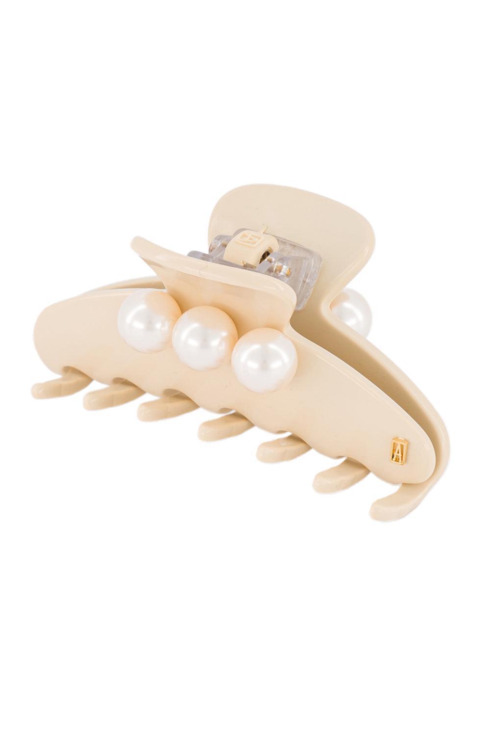 Pearl Oversized Medium Hair Clip - Beige-BROWN-ACCESSORIESPECIALPOP UP-ALEXANDRE DE PARIS