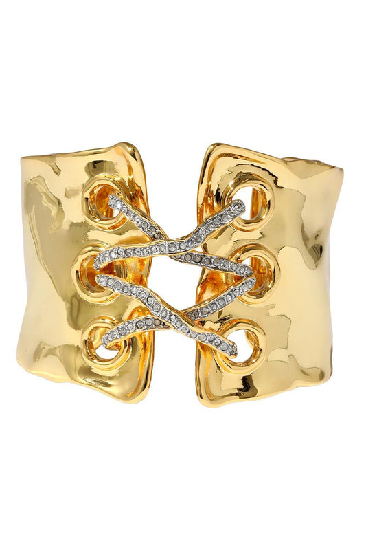 Crystal Lace Up Solanales Cuff Braclet-YELLOW-JEWELRYBOUTIQUEBRACELET O-ALEXIS BITTAR