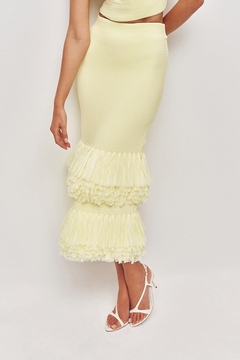 Agave Midi Skirt-LEMON-XS-CLOTHINGSKIRTMAXI-AJE