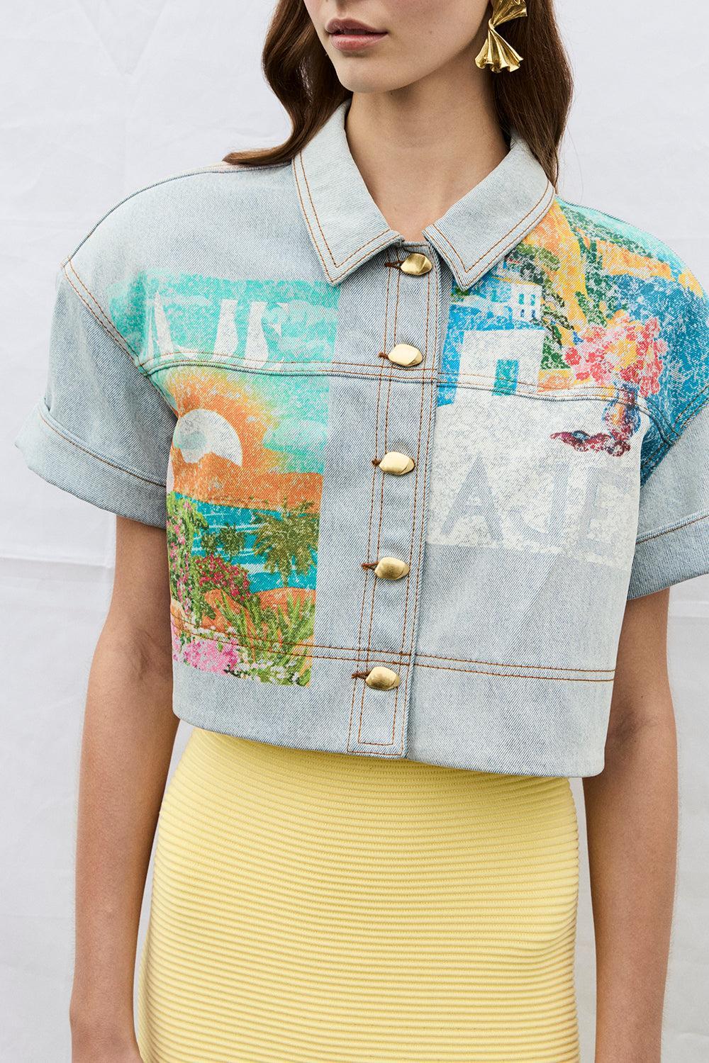 Mae Cropped Shirt-PSTCRDWS-2-CLOTHINGTOPBLOUSE-AJE