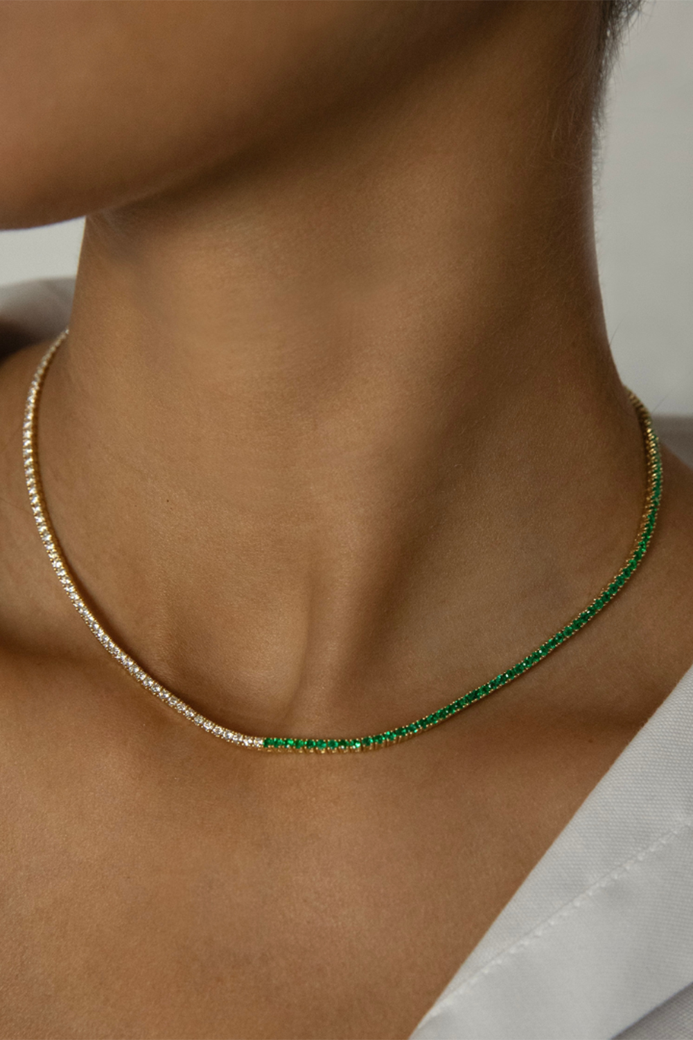 Emerald Diamond Hepburn Choker Necklace