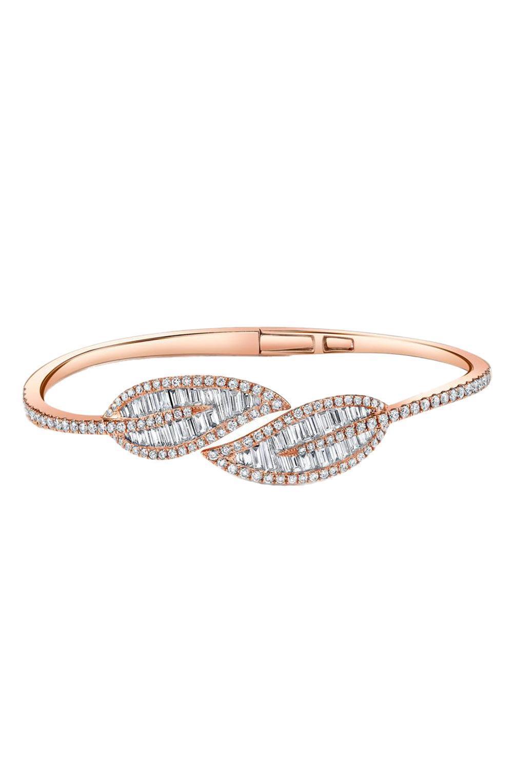 Diamond Baguette Leaf Bracelet-ROSE GOLD-JEWELRYFINE JEWELBRACELET O-ANITA KO