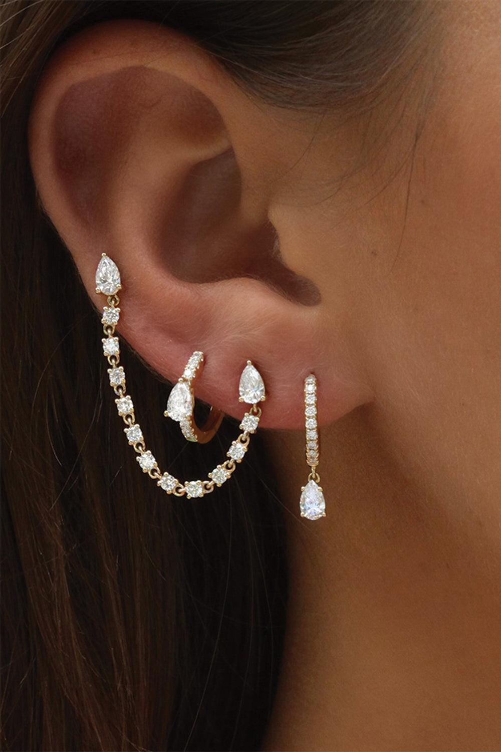 Diamond Double Loop Earring-ROSE GOLD-JEWELRYFINE JEWELEARRING-ANITA KO