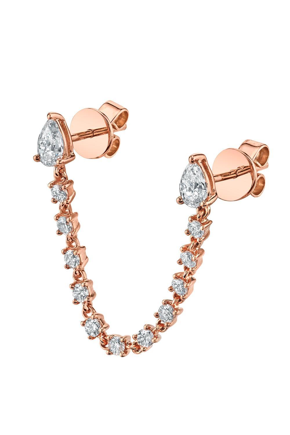 Diamond Double Loop Earring-ROSE GOLD-JEWELRYFINE JEWELEARRING-ANITA KO