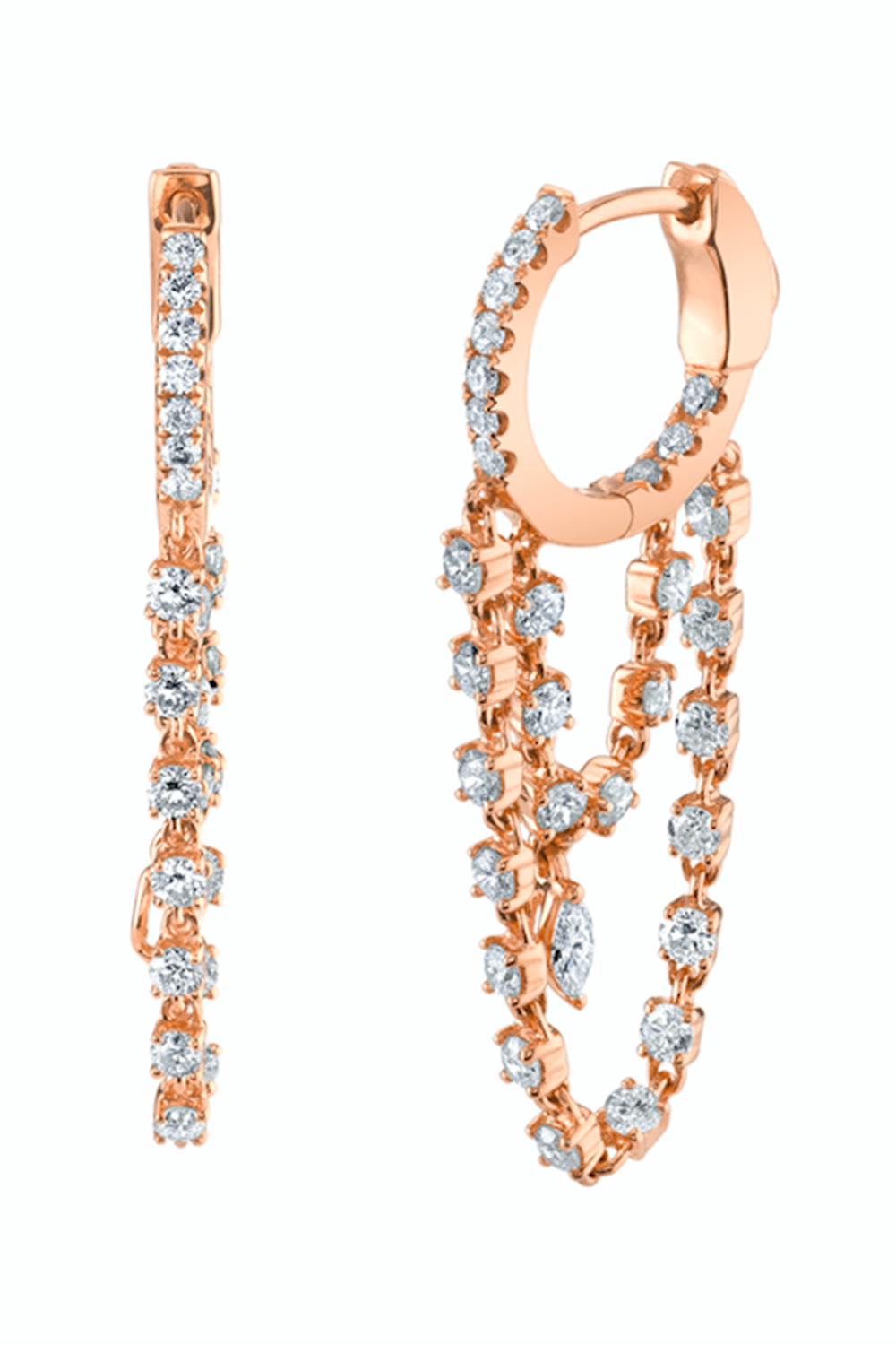 Diamond Sophia Huggie Earrings-ROSE GOLD-JEWELRYFINE JEWELEARRING-ANITA KO
