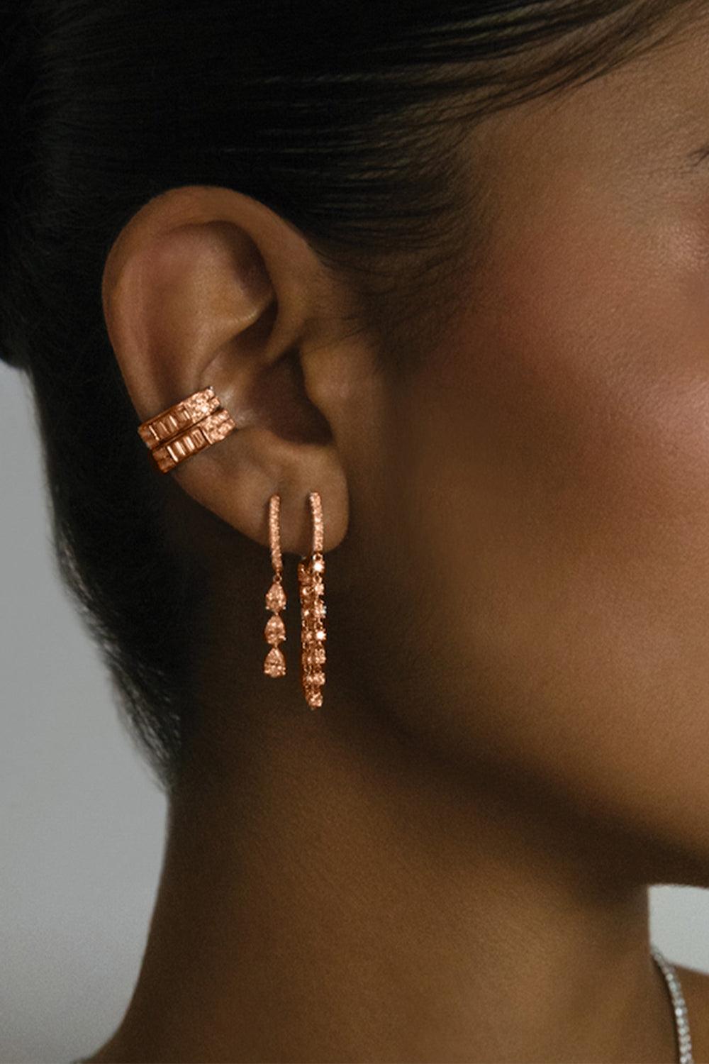 Diamond Sophia Huggie Earrings-ROSE GOLD-JEWELRYFINE JEWELEARRING-ANITA KO