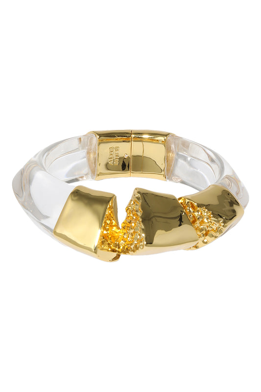 Clear Lucite Brutalist Hinge Bracelet