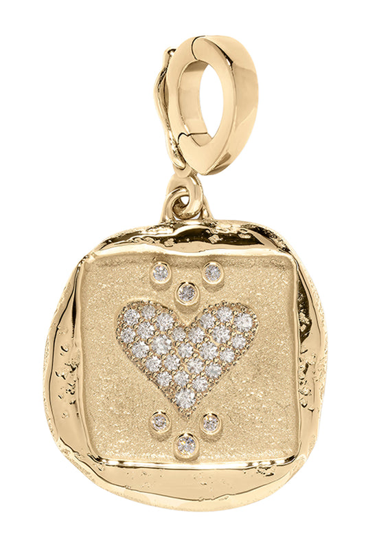Diamond Small Amour Heart Coin Pendant