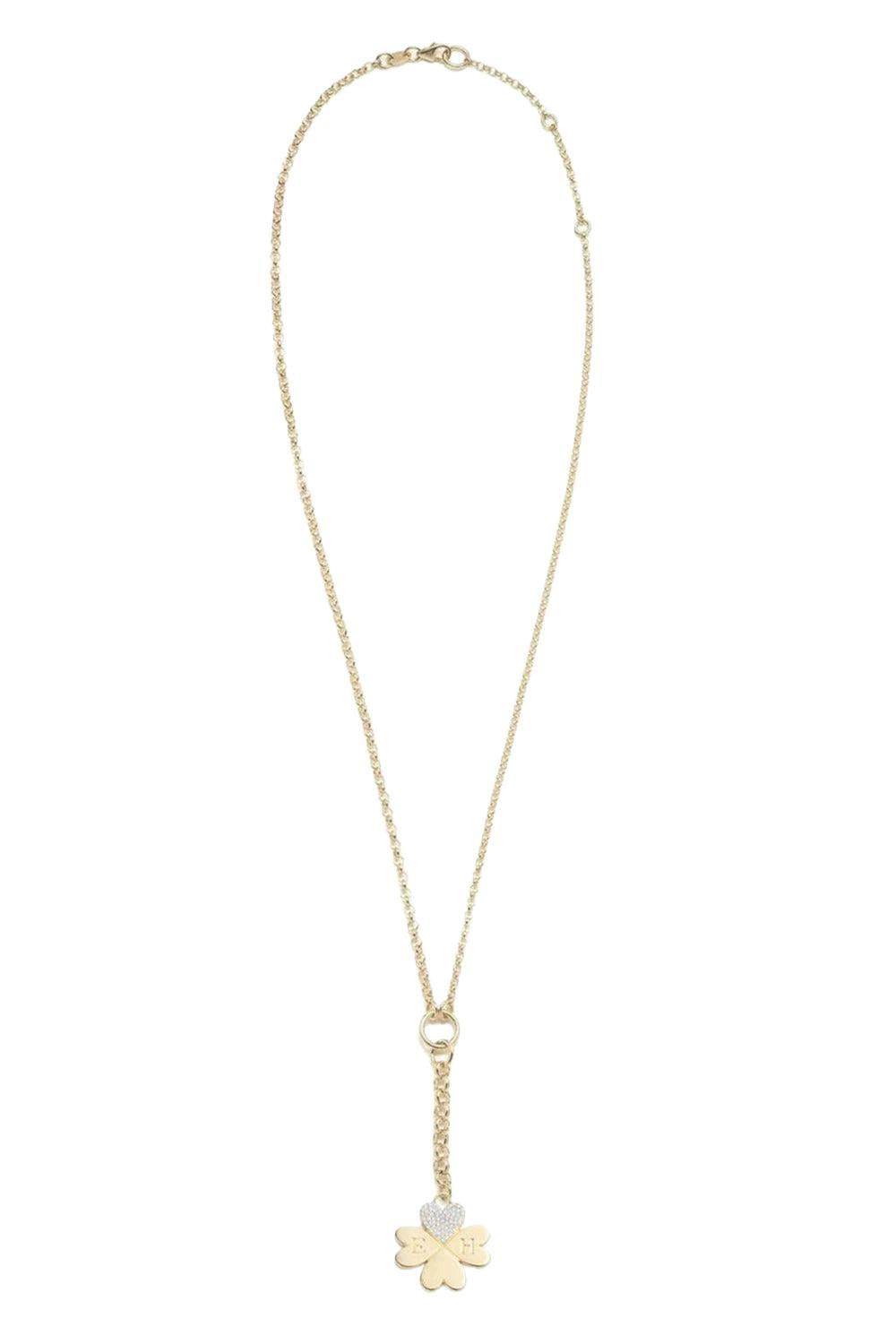 Four Heart Clover - Small Mixed Belcher Necklace-YELLOW GOLD-JEWELRYFINE JEWELNECKLACE O-FOUNDRAE