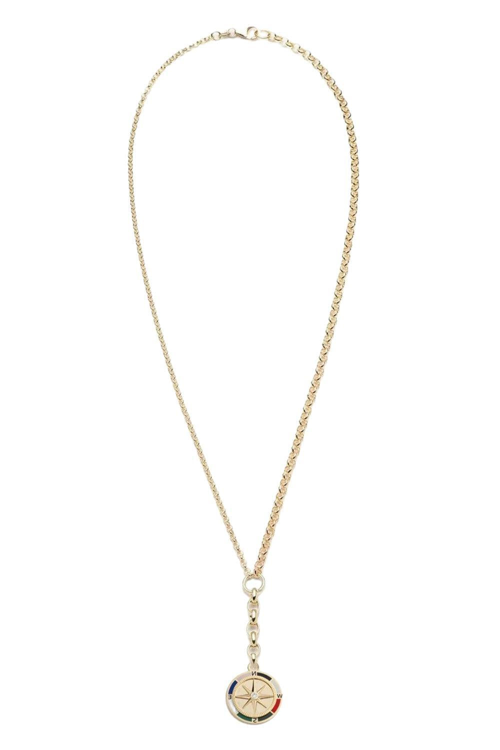 Compass Medium Mix Belcher Necklace-YELLOW GOLD-JEWELRYFINE JEWELNECKLACE O-FOUNDRAE