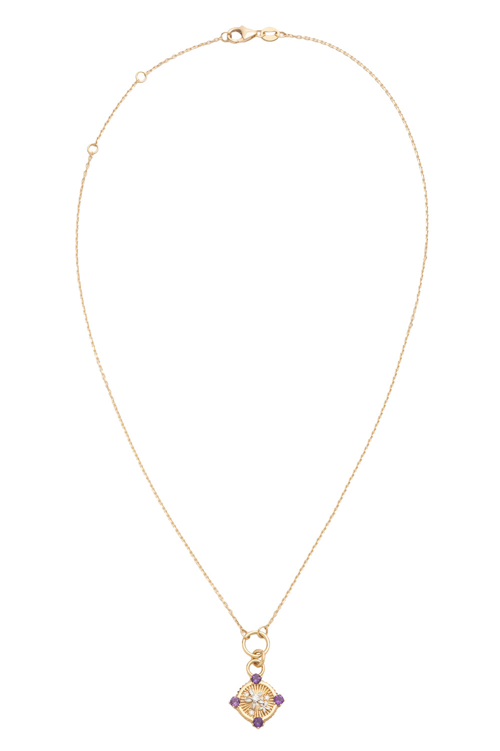 Resilience - Amethyst Diamond Blossoms Belcher Necklace
