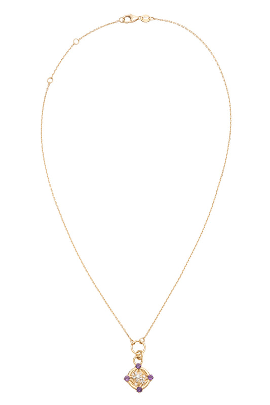 Resilience - Amethyst Diamond Blossoms Belcher Necklace
