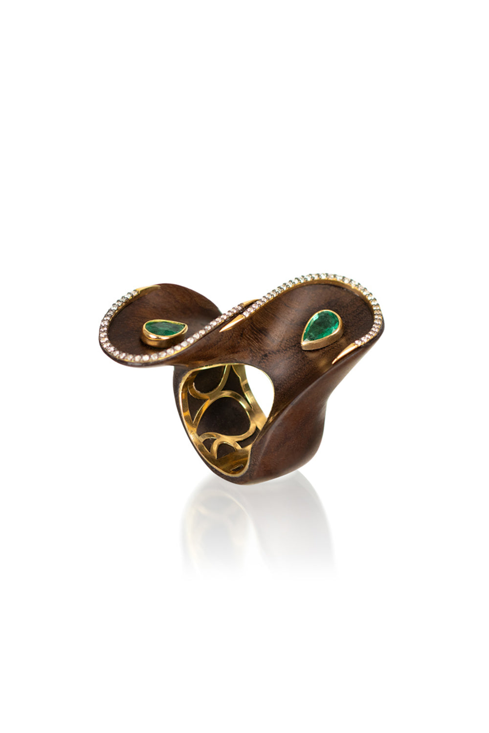 Diamond Twisted Brauna Wood Ring